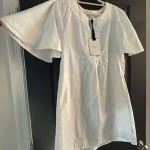 Pomander Place White Finley Dress with flutter sleeves.